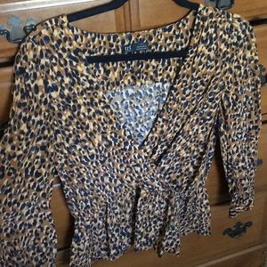 Deep V leopard print blouse by Zara!